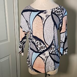 Chico's Blue and Pink Patterned Lightweight Sweater. Size 0(small)